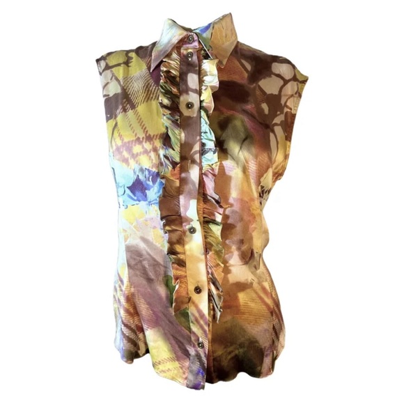 Christian Dior vintage silk sleeveless button up from FW ‘01 by John Galliano. - Picture 1 of 9